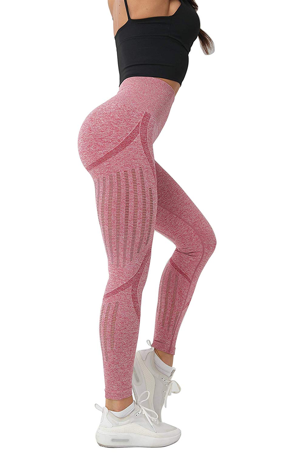 Women’s High Waist Seamless Leggings Ankle Yoga Pants Squat Proof Workout Tight Pink